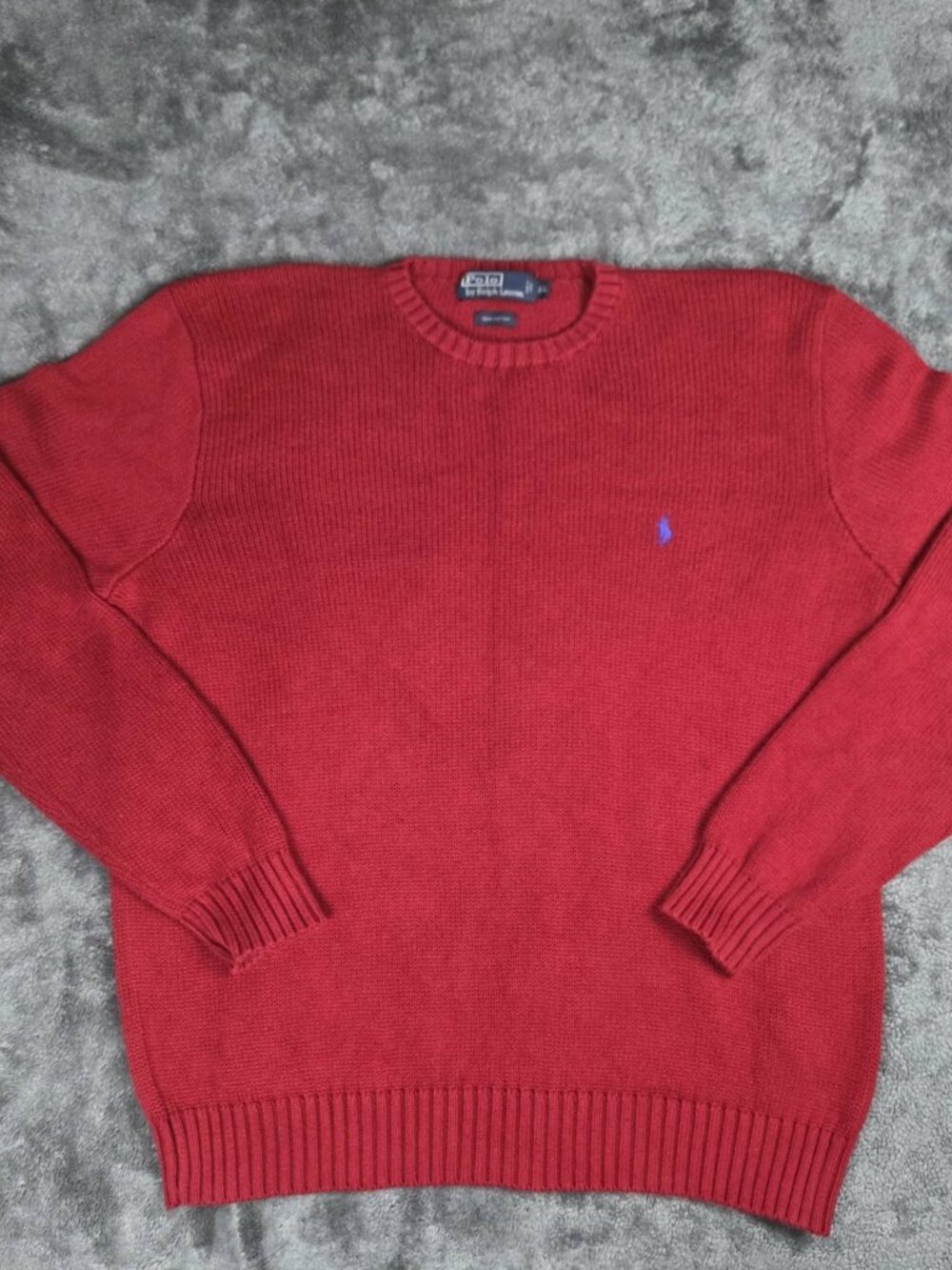 Polo Ralph Lauren Sweater Men XL Red Cotton Heavy Knit Crewneck Vintage Pullover